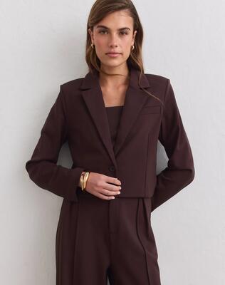 Dames blazer kort luxe chocolade