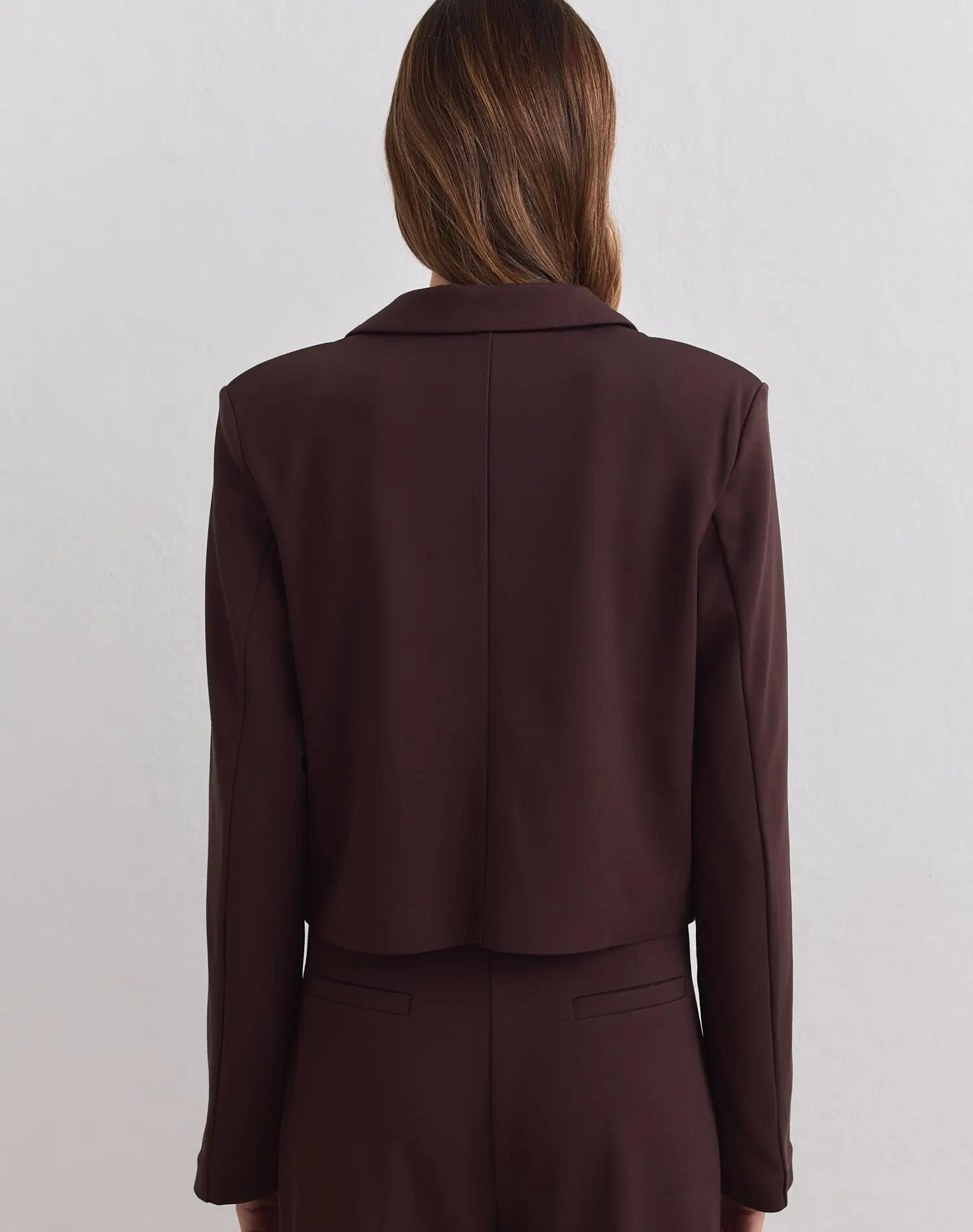 Femme Veste Tailleur Courte Luxe Chocolat 2/4