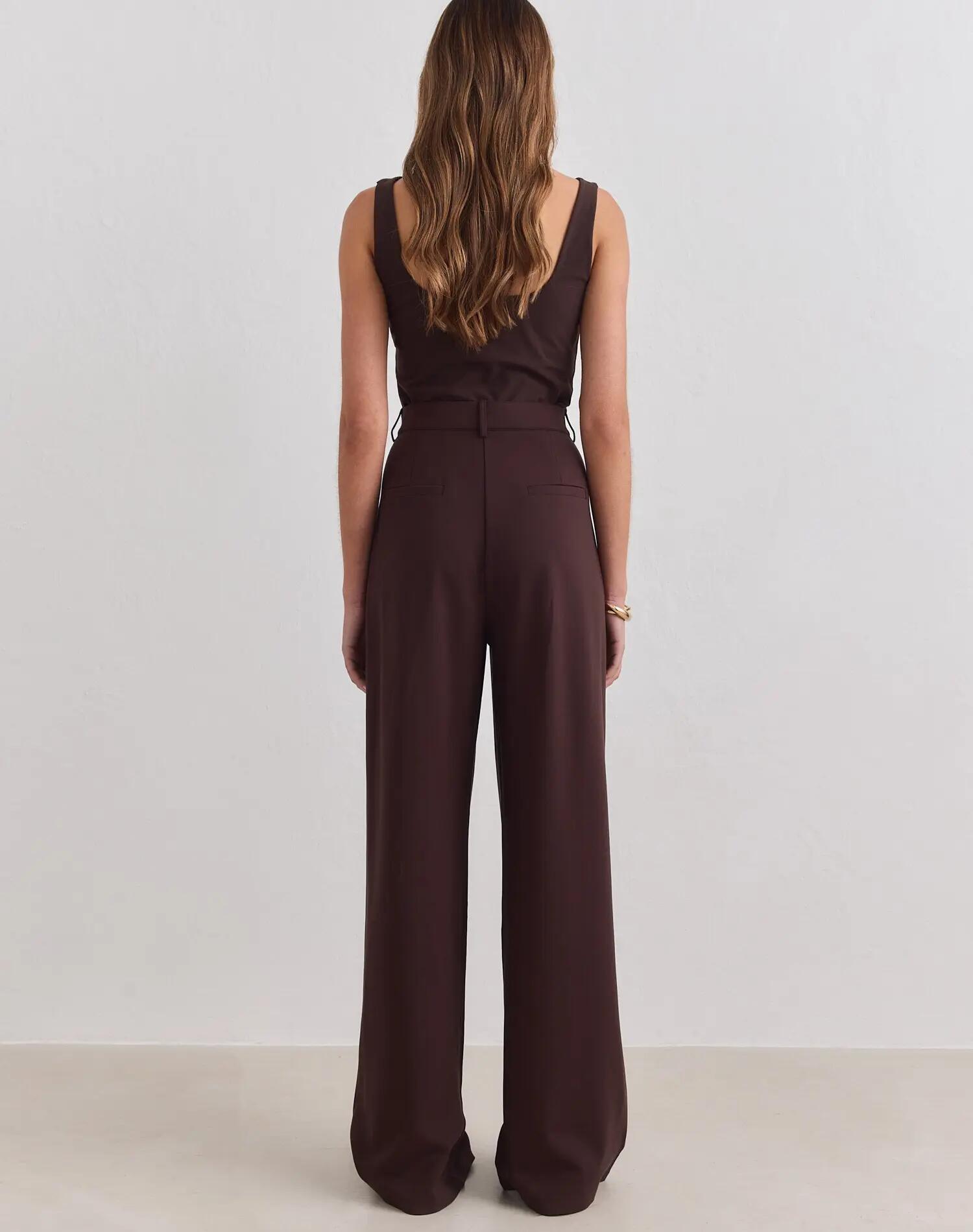Mujer Pantalón de Sastrería Relajado Luxe Chocolate 4/4