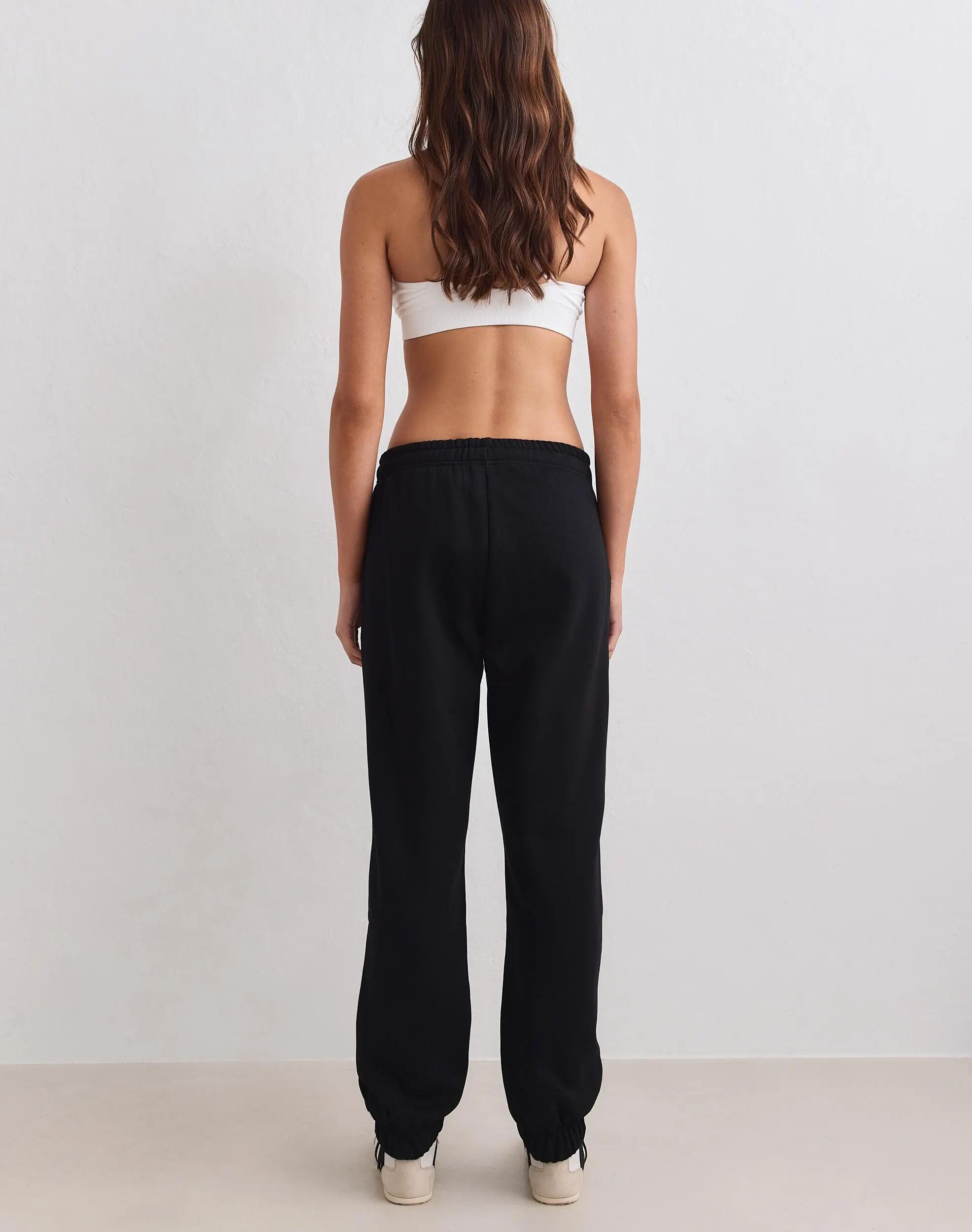 Femme Pantalon de Survêtement Jersey Gratté Taille Mi-Haute Classique Noir 2/6