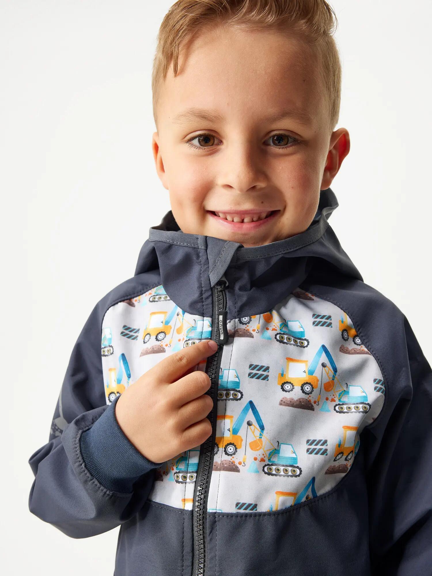 Dětská softshellová bunda bez zateplení Basic, Tm. Šedá, Bagry 4/7