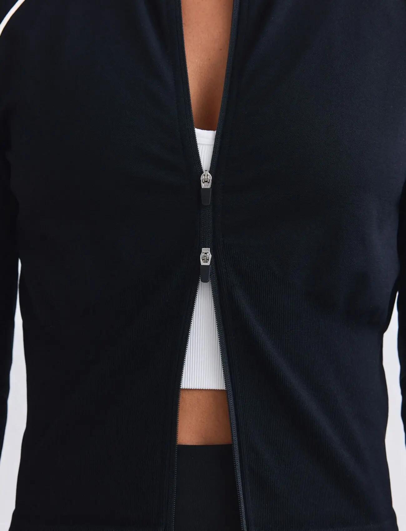 Femme Veste Sans Coutures Zippée Contrastée Shape Noir 4/7