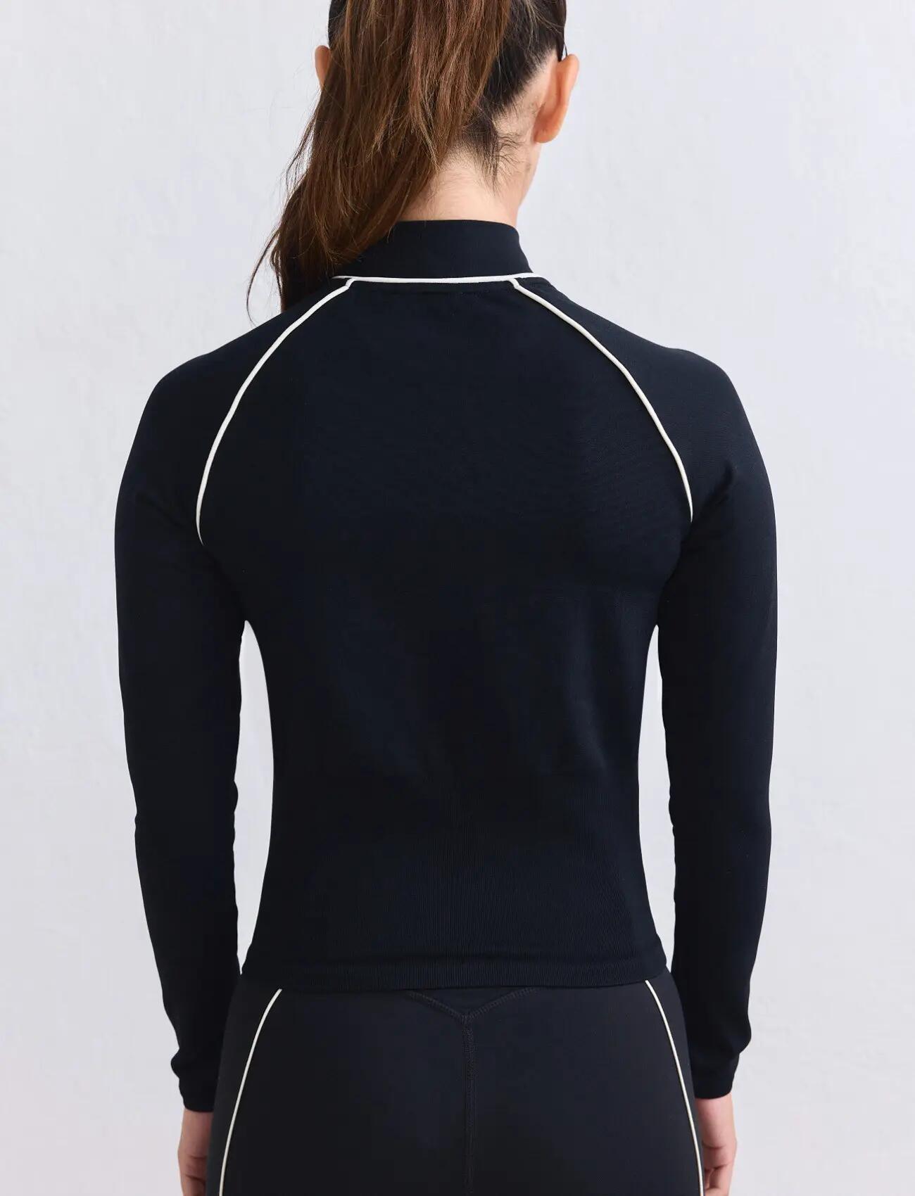 Femme Veste Sans Coutures Zippée Contrastée Shape Noir 3/7