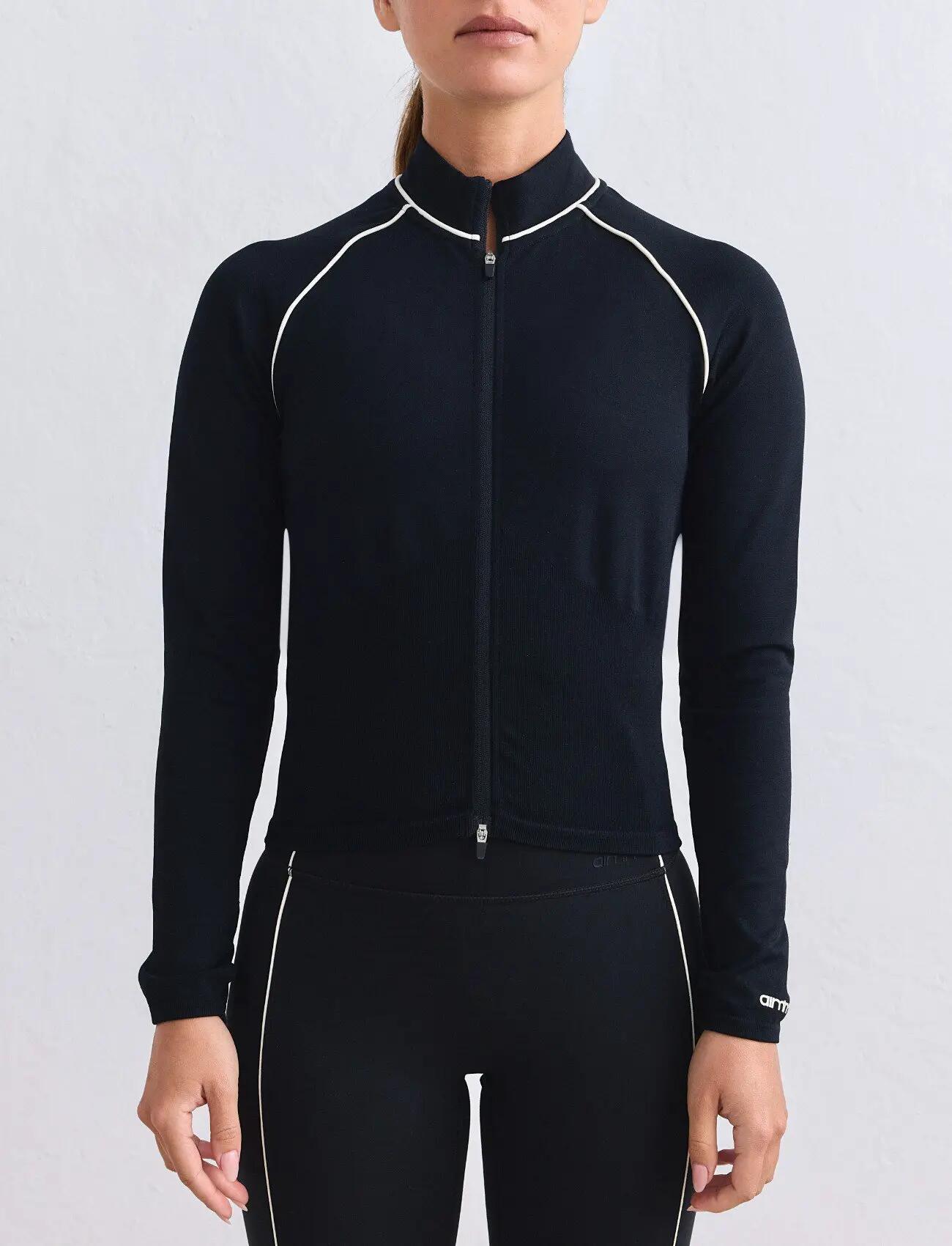 Femme Veste Sans Coutures Zippée Contrastée Shape Noir 2/7