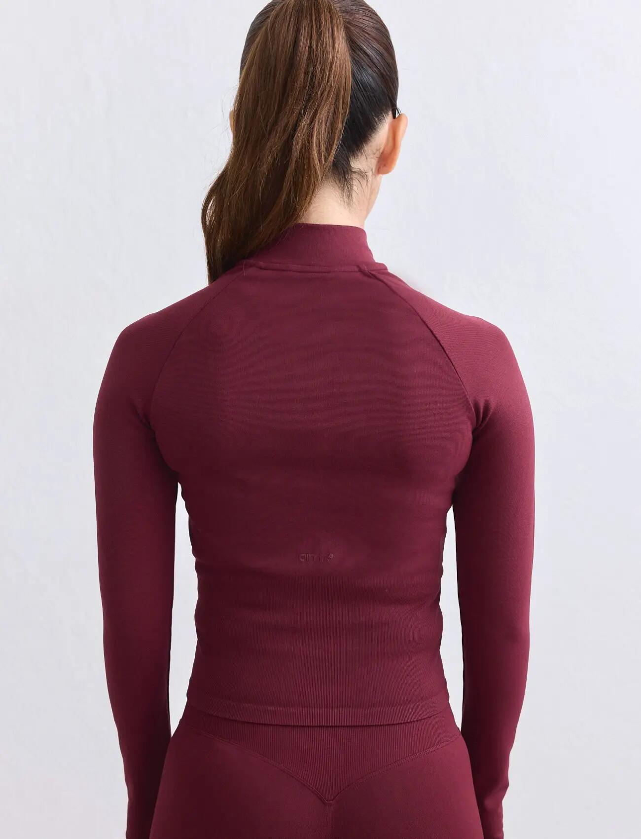 Femme Veste zippée Manches longues Sans coutures Ajustée Shape Rouge merlot 3/7