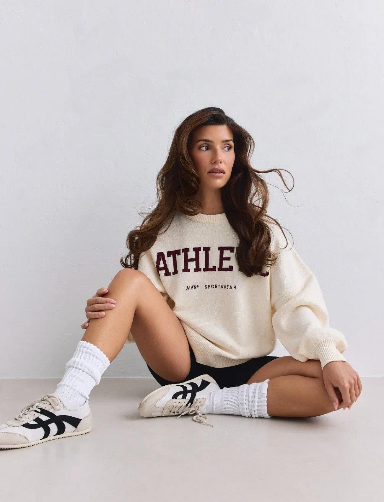 Mujer Sudadera de Punto Deportivo Crema 7/7