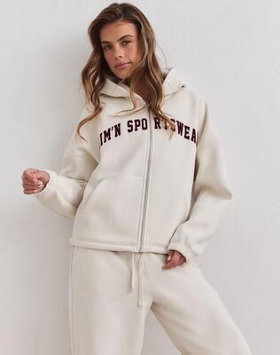 Dames sweatvest met rits en capuchon varsity merlot
