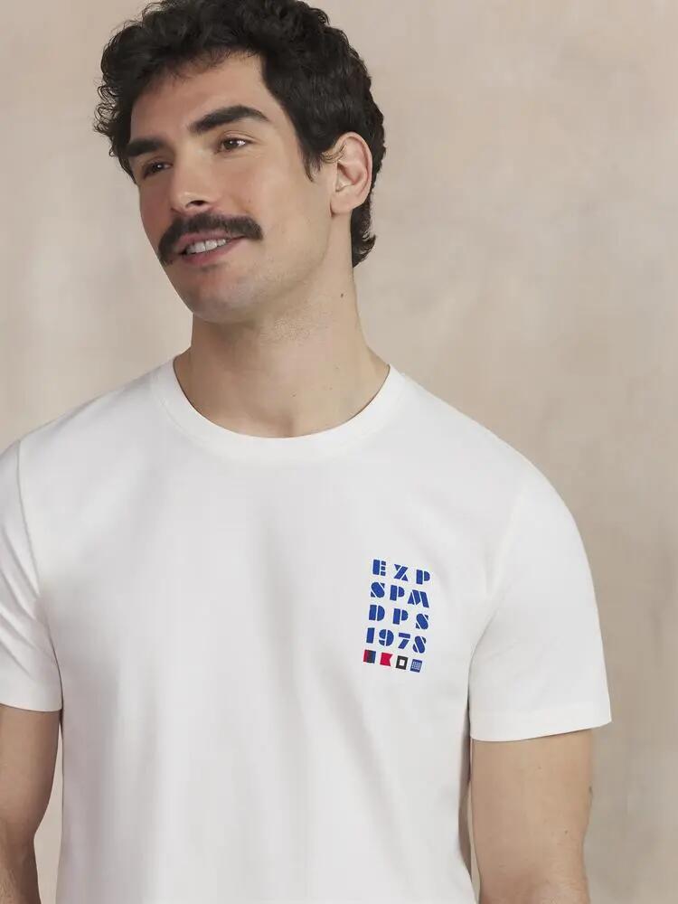 T-shirt - Homme - Col rond, manches courtes - LUKENTEE - Blanc/écru 4/5