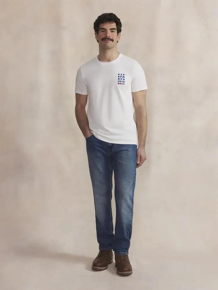 T-shirt - Homme - Col rond, manches courtes - LUKENTEE - Blanc/écru 2/5