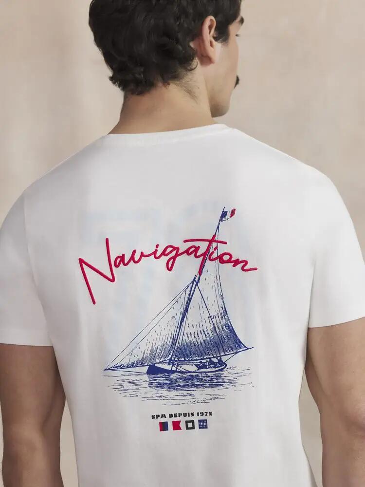 T-shirt - Homme - Col rond, manches courtes - LUKENTEE - Blanc/écru 5/5