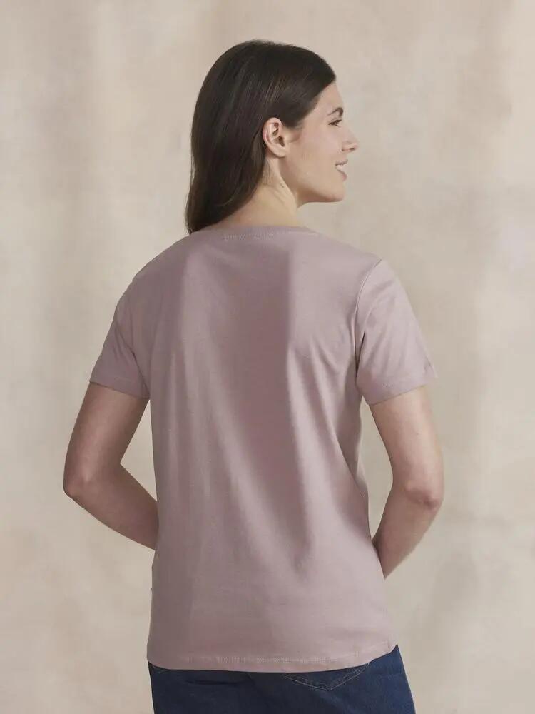 T-shirt, Femme, Col V manches courtes, ISANATEE, Rose/Rouge 4/5