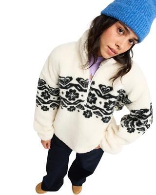 Polarfleece-pulli mit halbreißverschluss treasure soul weiss dames