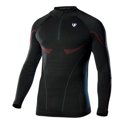 Herren Hero Zip Warm Langarm-Technikshirt - Schwarz