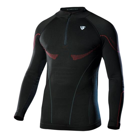 Herren Hero Zip Warm Langarm-Technikshirt - Schwarz