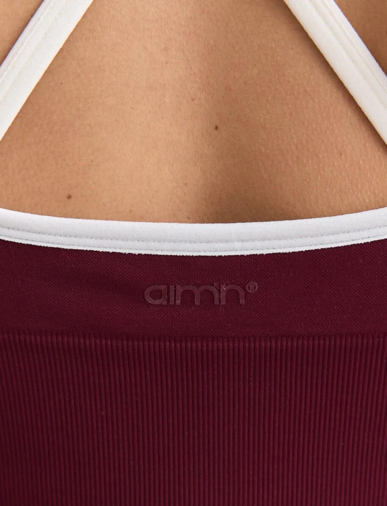 Damen Sport-BH Nahtlos Überkreuzter Rücken Herausnehmbare Einlagen Shape Weinrot 6/7