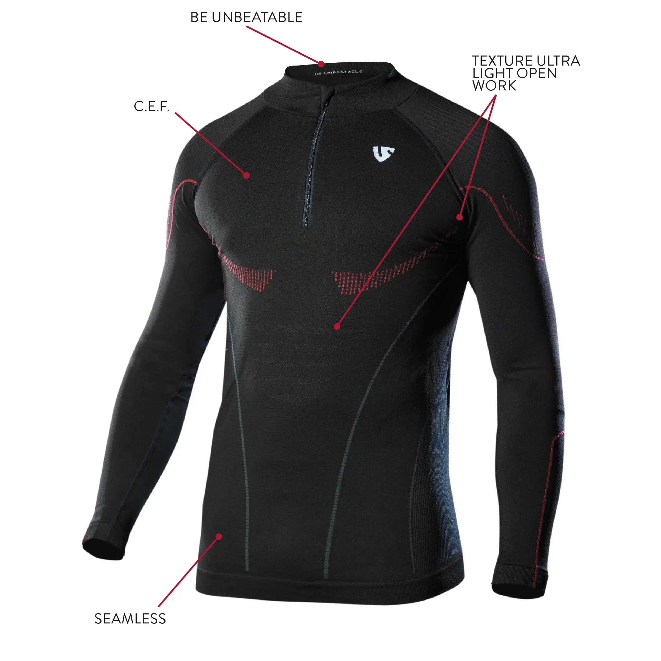 Maglia Tecnica Hero Zip Warm a Maniche Lunghe da Uomo - Nera 2/11