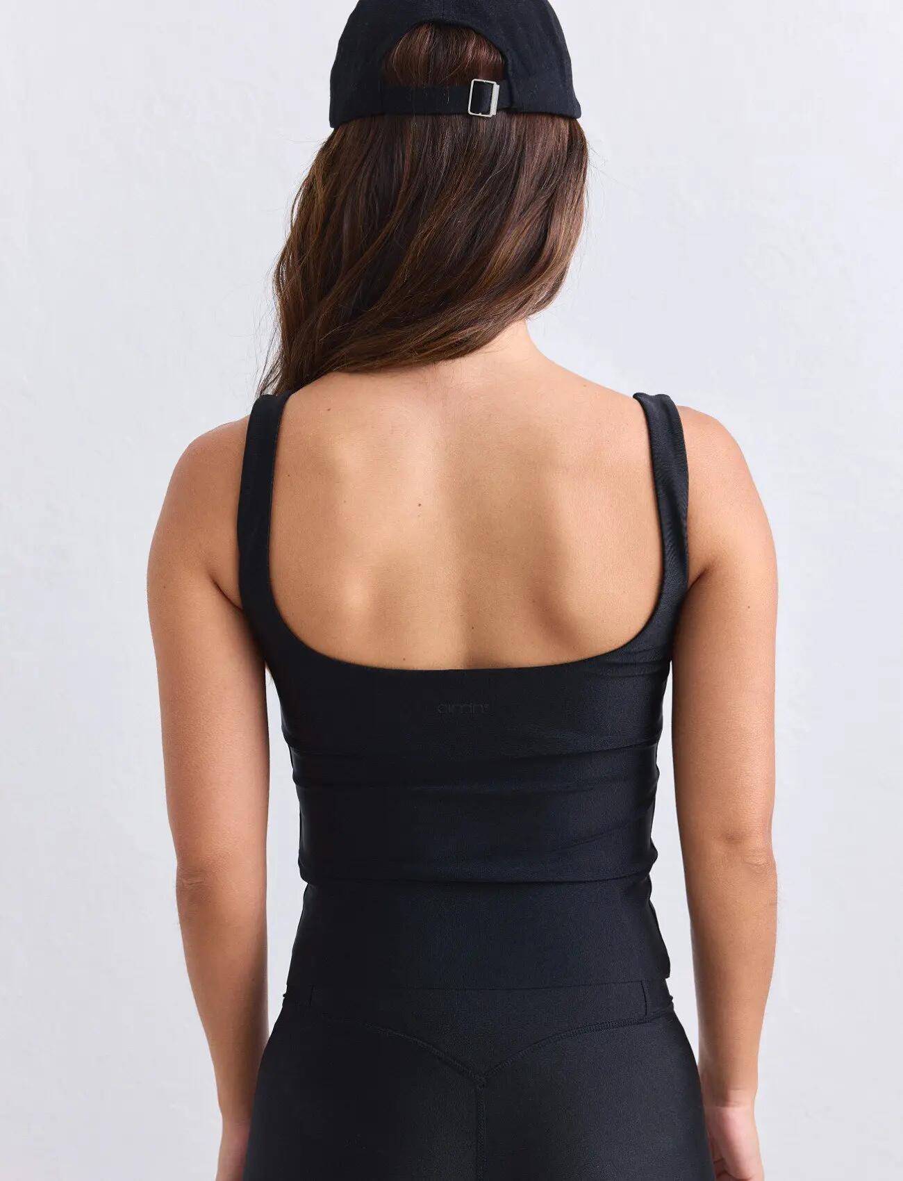Femme Débardeur Ajusté Coques Amovibles Shimmer Noir 3/5
