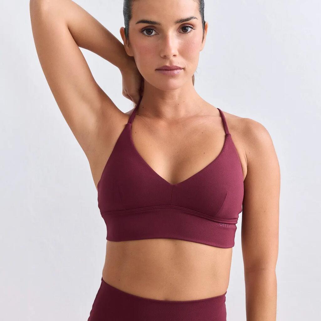 Women's Sports Bra Low Support Removable Pads Strappy Back Sense Merlot