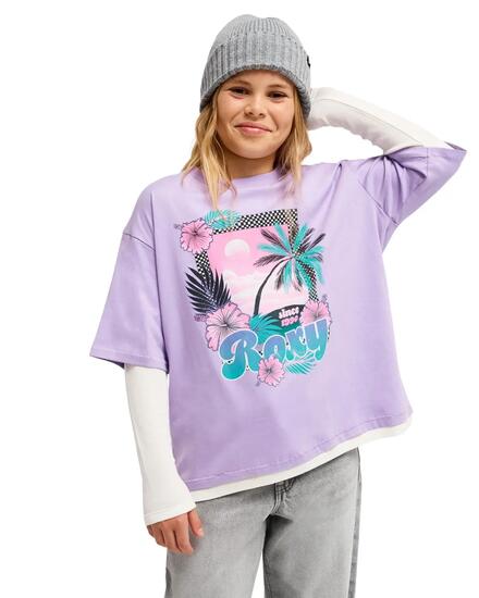 T-shirt oversize à double manche RAIN FALLS Violet Fille