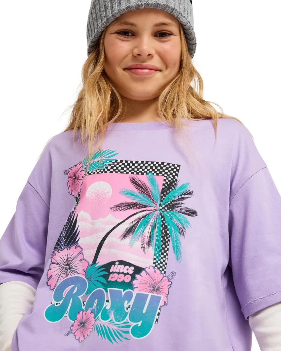 Camiseta extragrande de manga doble RAIN FALLS Morado Niña 4/4