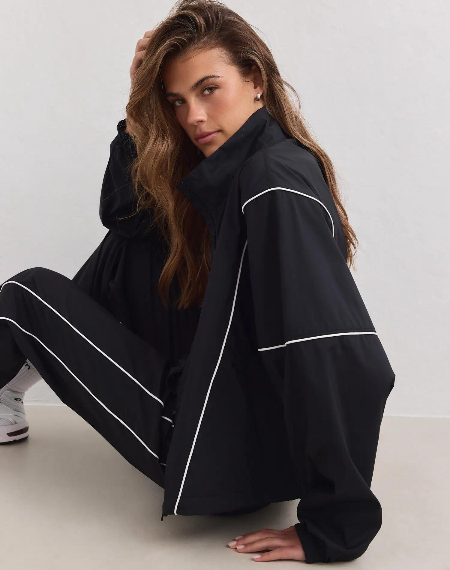Mujer Chaqueta de Chándal Cortaviento Balance Negro 6/7