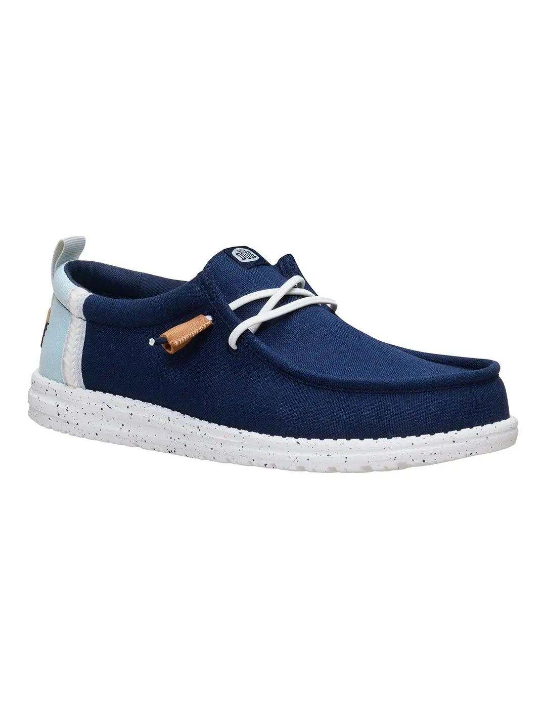 Turnschuhe für Männer Hey Dude Wally Sommerleinen Marineblau. 5/7
