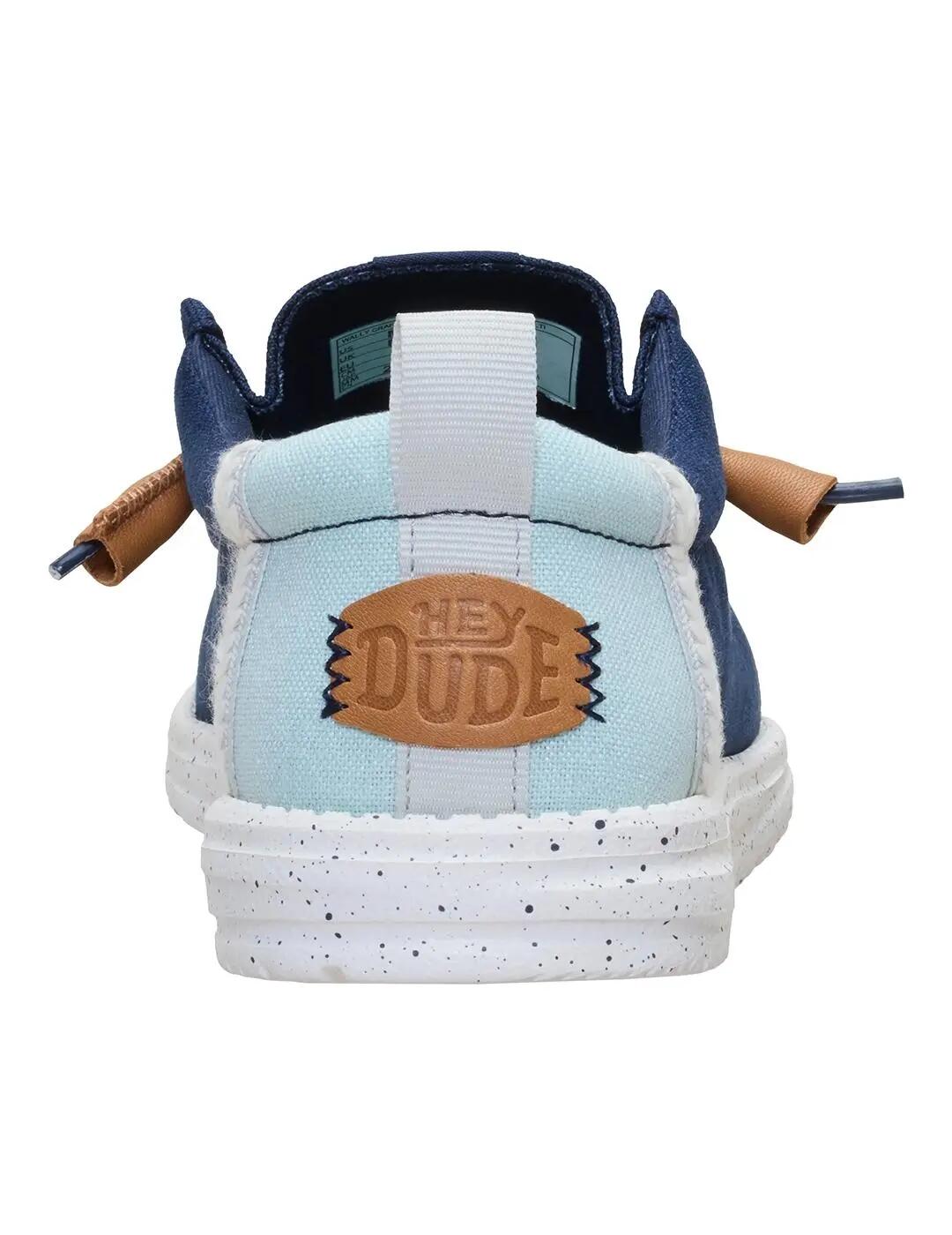 Turnschuhe für Männer Hey Dude Wally Sommerleinen Marineblau. 4/7