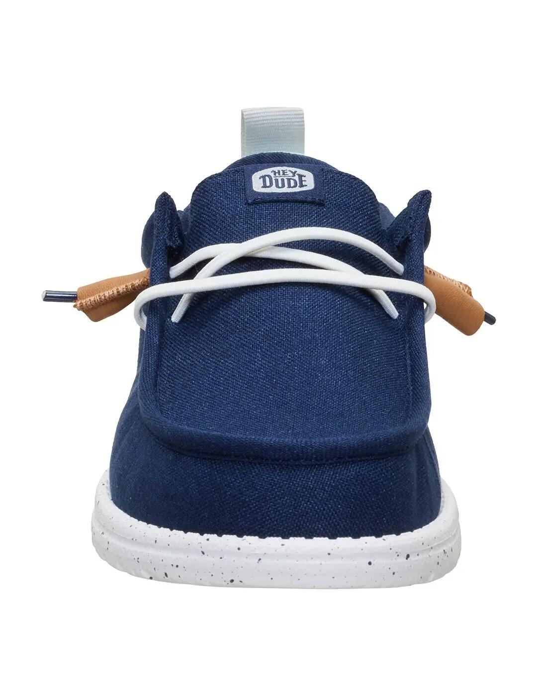 Turnschuhe für Männer Hey Dude Wally Sommerleinen Marineblau. 3/7