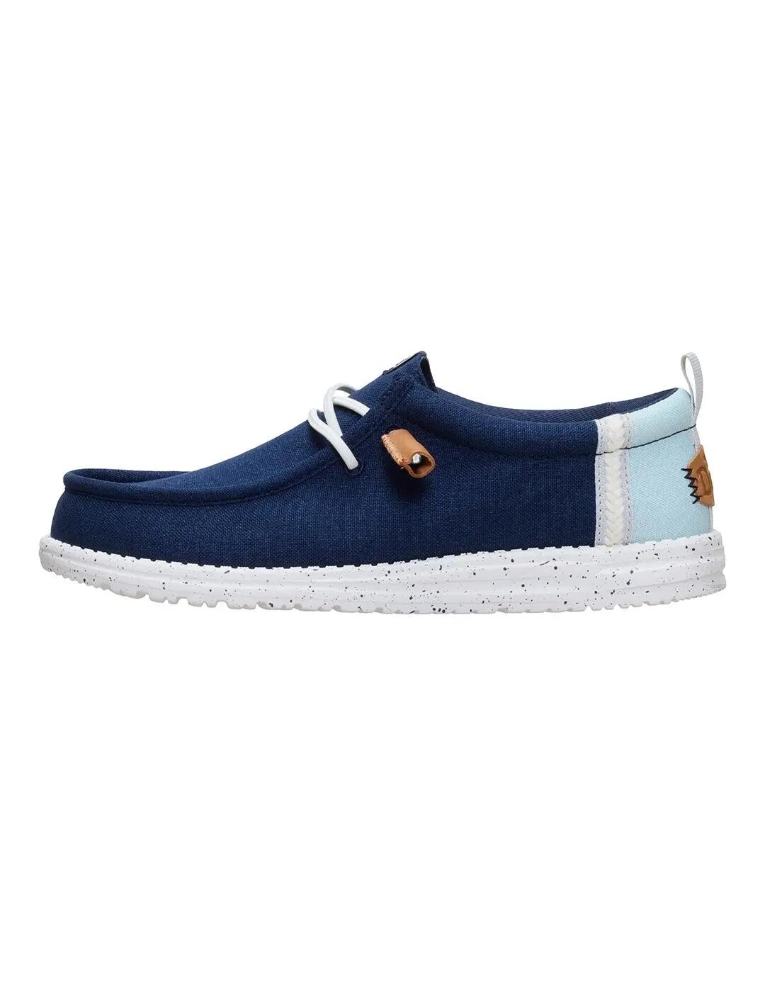 Turnschuhe für Männer Hey Dude Wally Sommerleinen Marineblau. 2/7