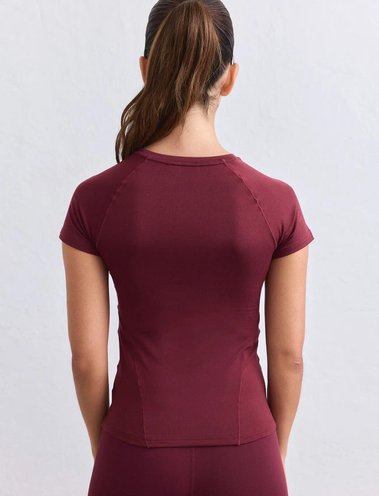 Dames top met korte mouwen vochtafvoerend sneldrogend zacht merlot 2/7