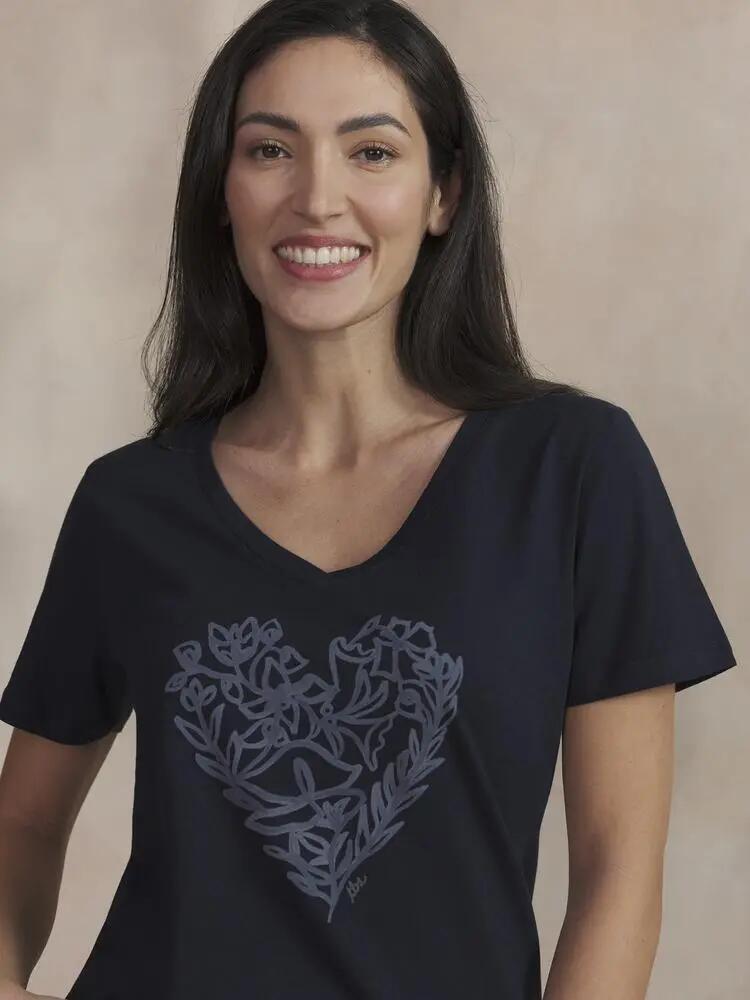T-shirt manches courtes - Sport - Femme - Col V - ISANATEE - Bleu marine 3/5