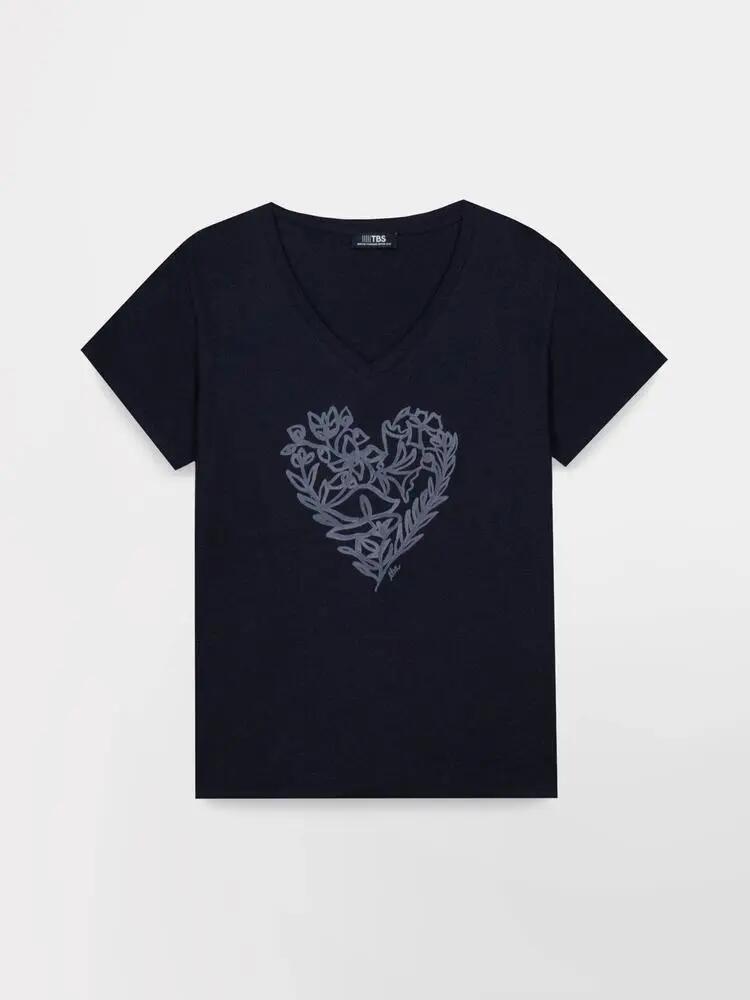 T-shirt manches courtes - Sport - Femme - Col V - ISANATEE - Bleu marine 5/5
