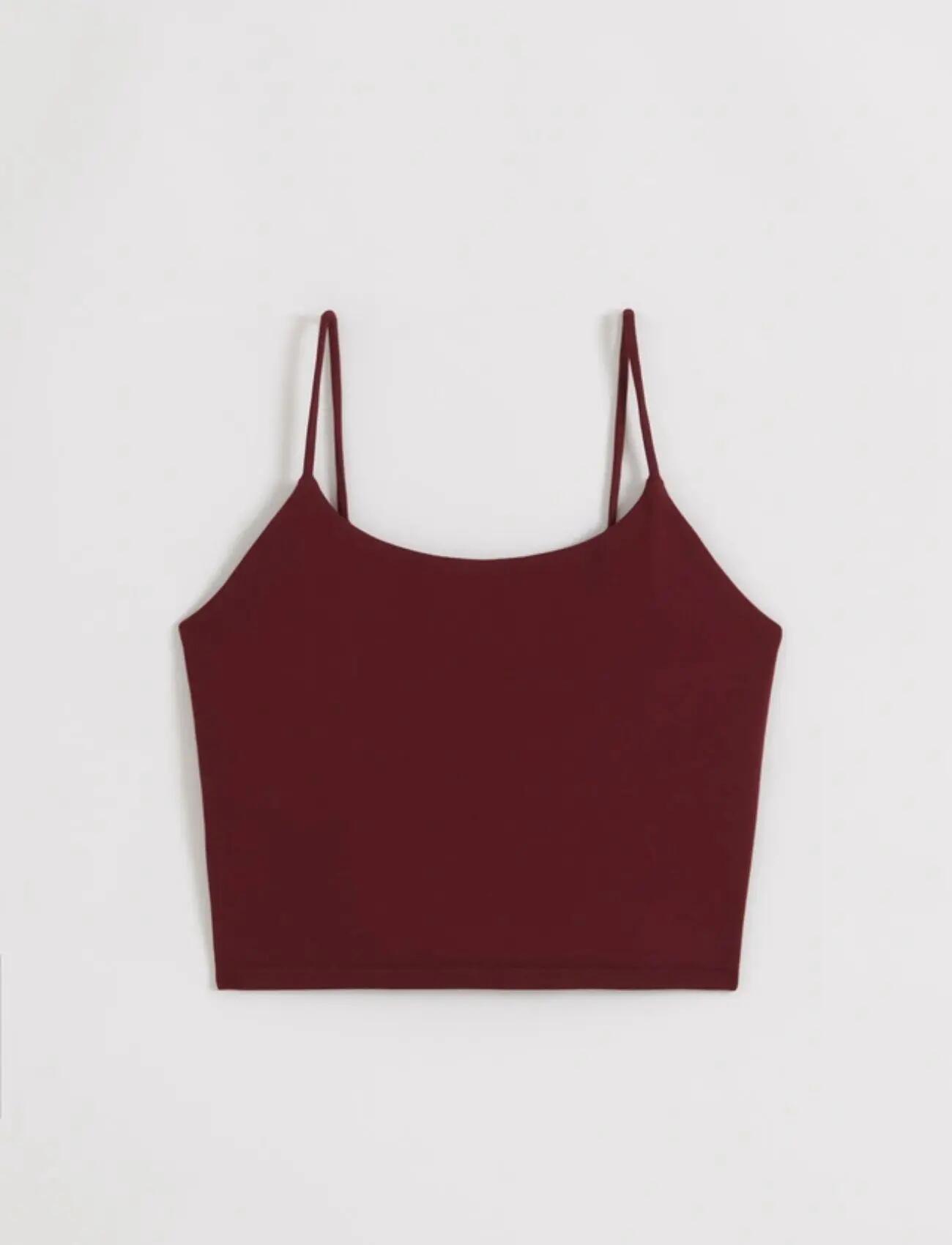 Dames Sportsinglet Naadloos Vormend Met Dunne Bandjes Shape Merlotrood 5/5