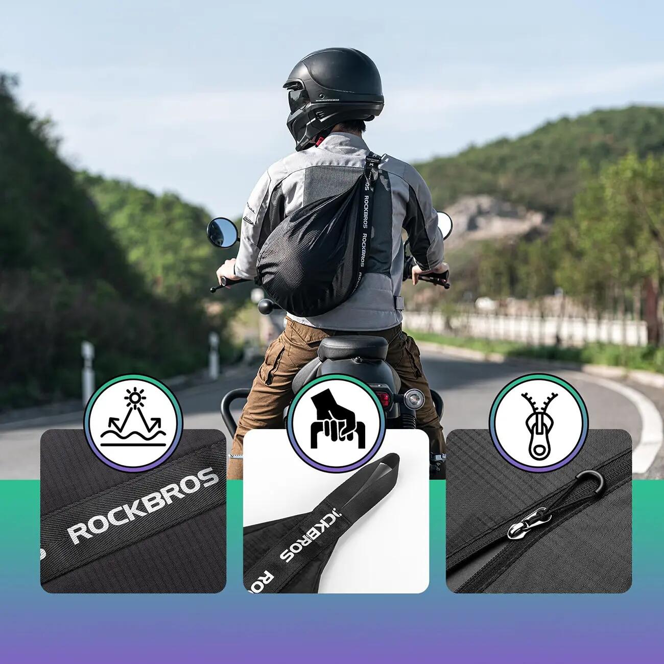 plecak rockbros h34 z uchwytem na kask - czarny 4/6