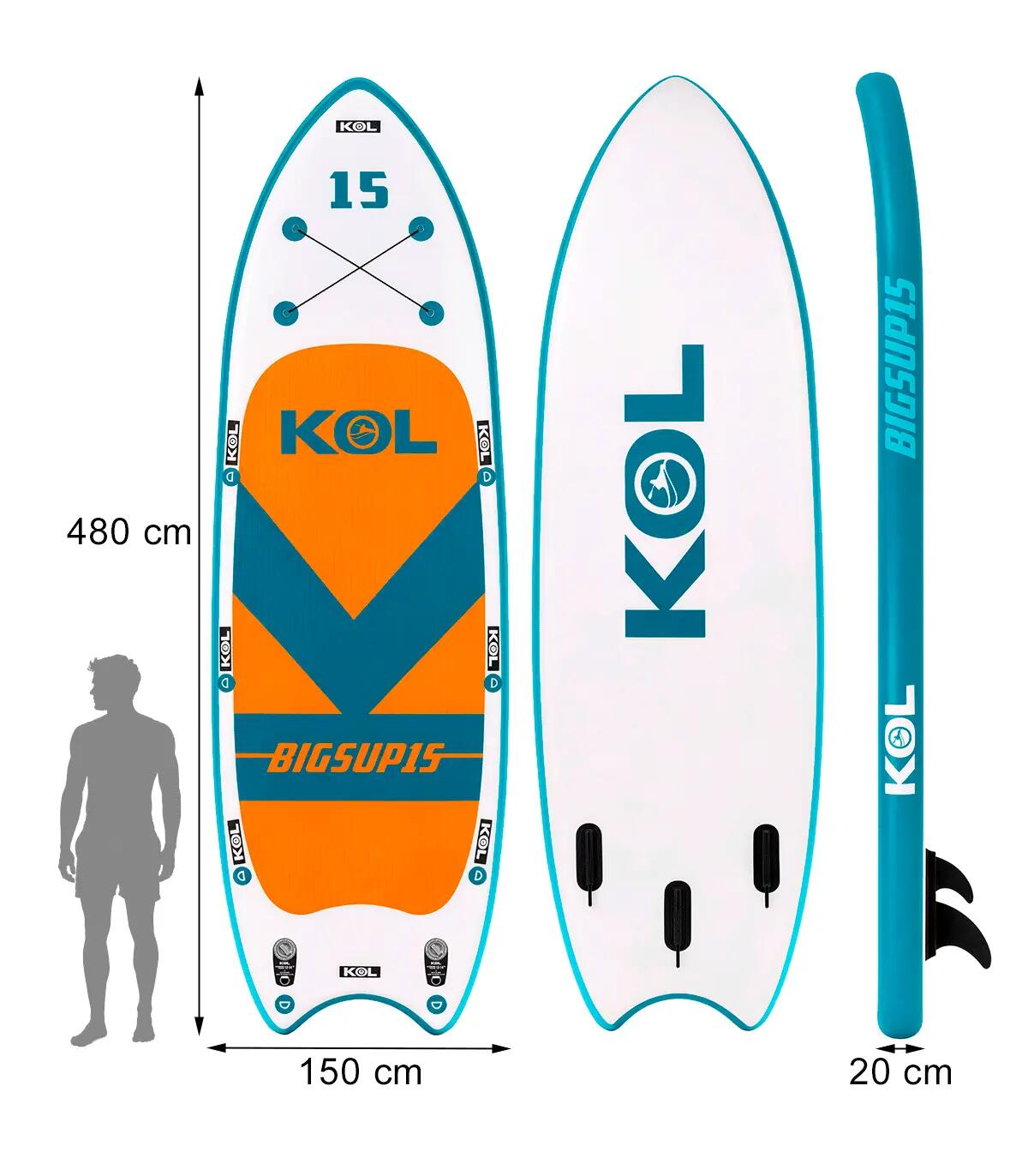 Paddle Gonflable Géant XXL 15 pieds KOL Outdoor - SUP Famille 4 à 8 personnes 4/7