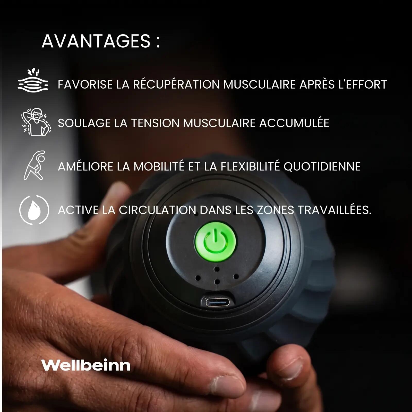 Rollinn Ball by Wellbeinn – Vibrierender Massageball für Triggerpunkte 3/7