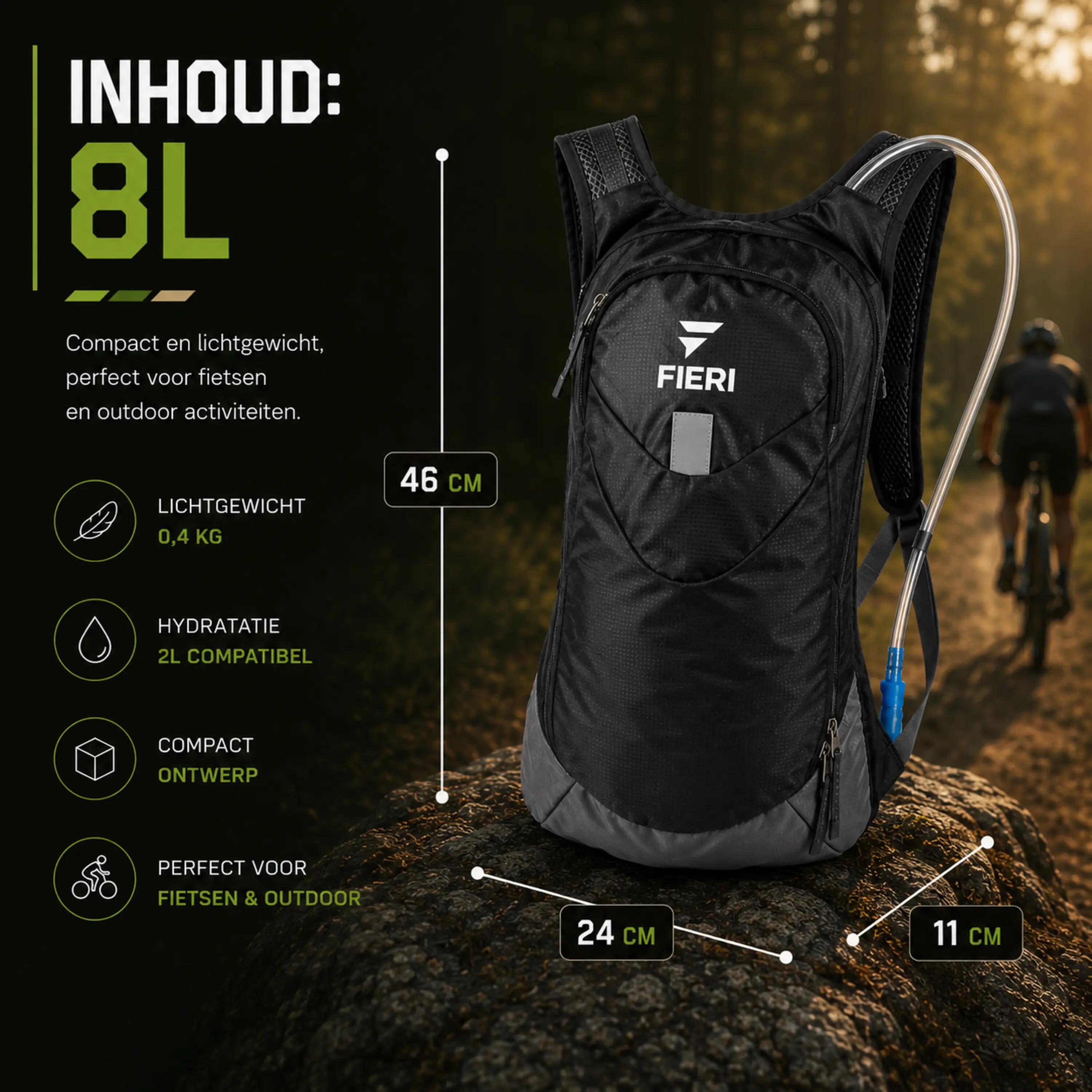 Bike Hydration Vest 8L met Drinksysteem Zwart 3/7