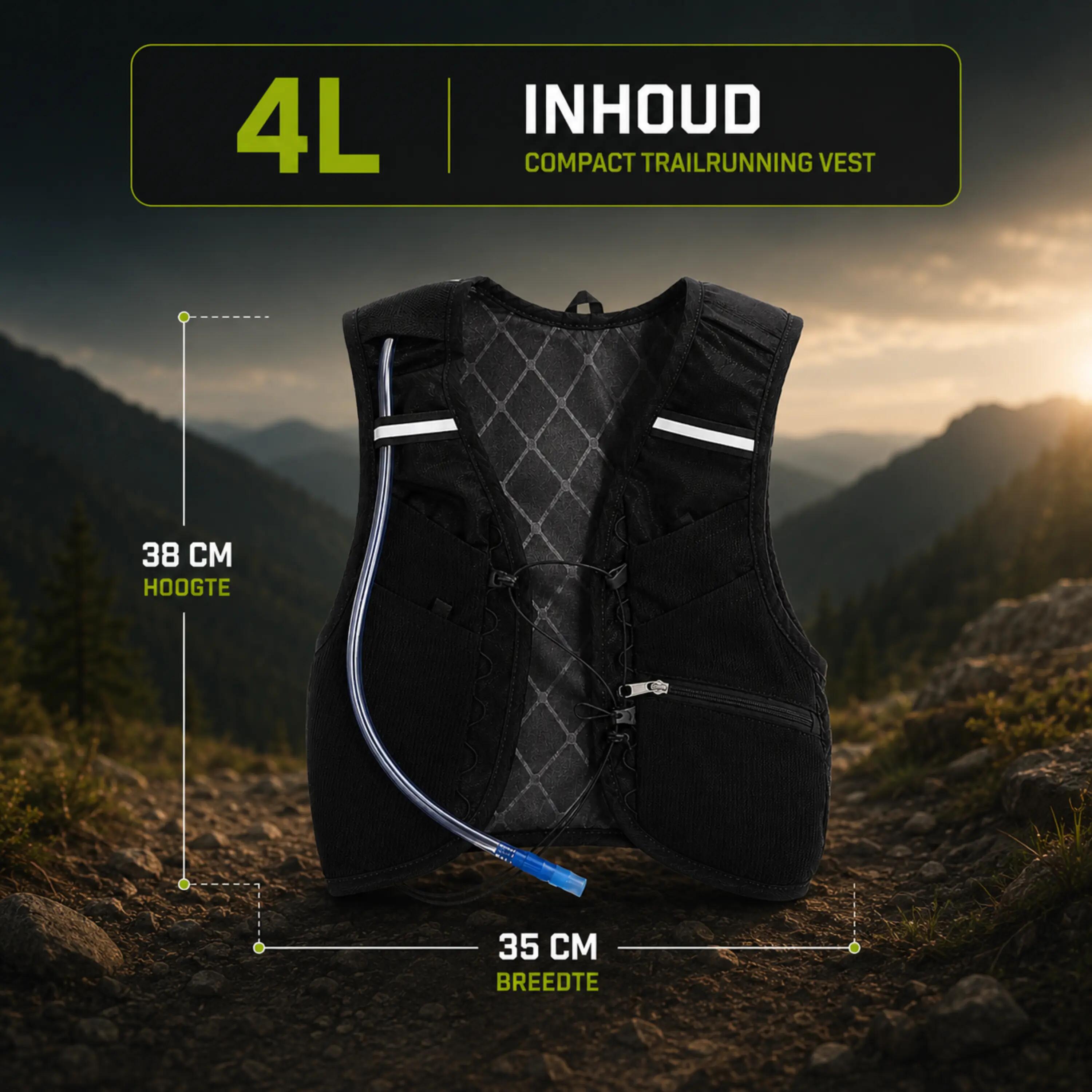 RUN Active 4 Hardloopvest - Lichtgewicht - Drinkvest - Zwart 3/7