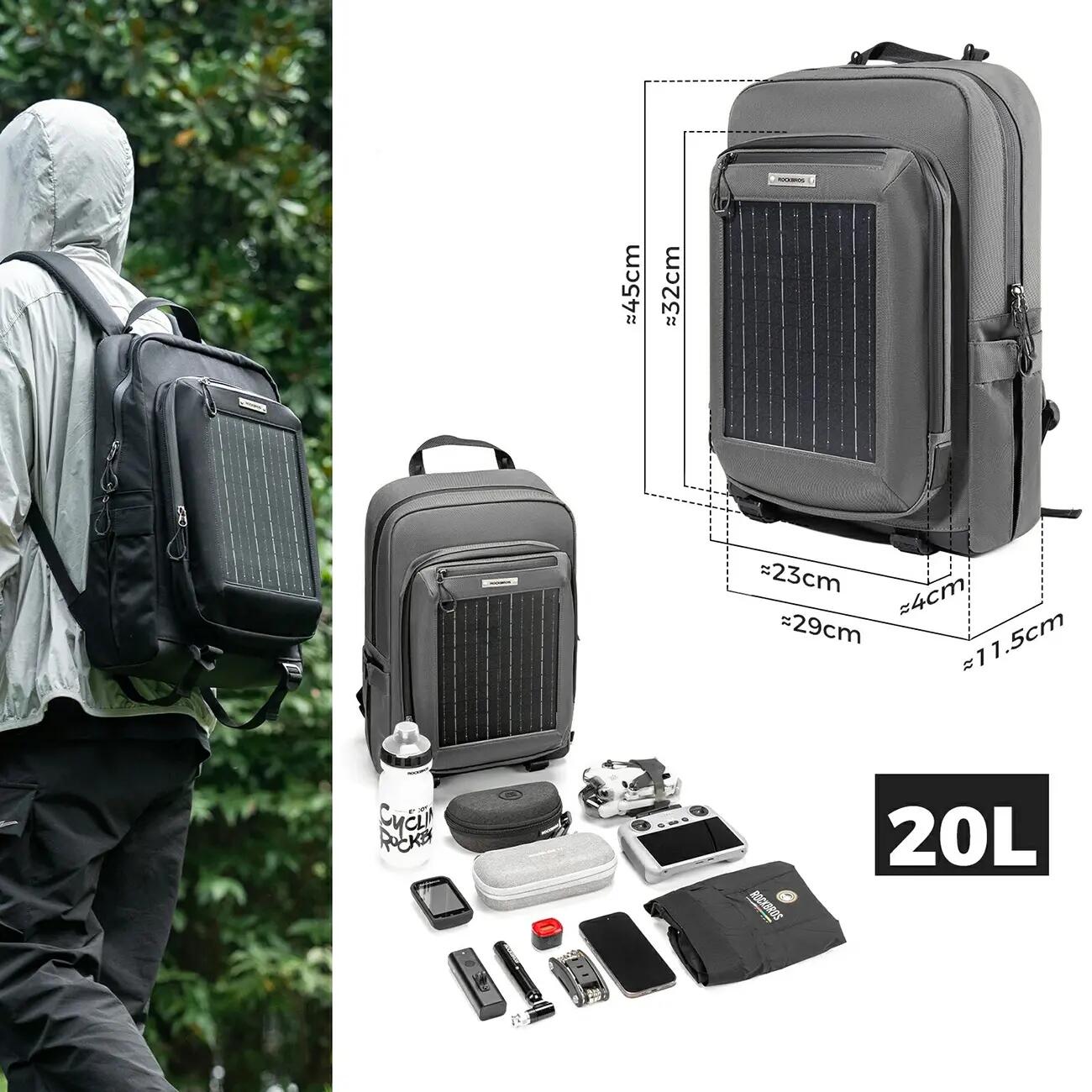 Plecak rowerowy z panelem solarnym 3/6