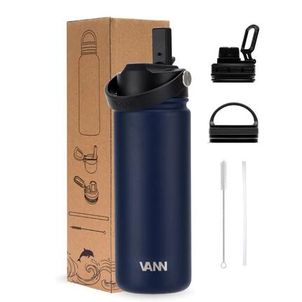 Drinkfles - Ultimate Bottle 650 ML - 3-wandig RVS met rietje - Lavender Grey
