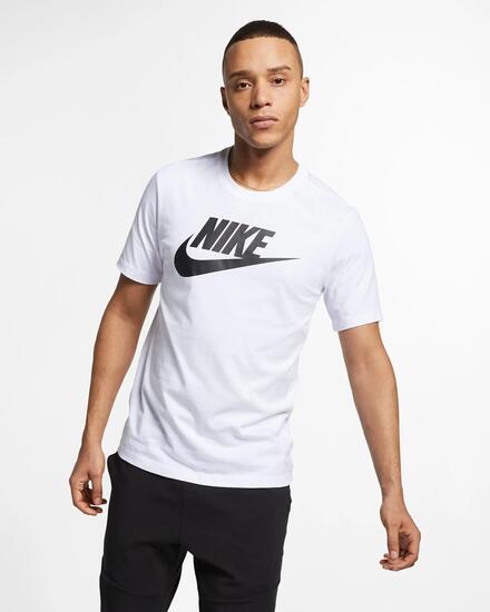 T-shirt - homme - coton, logo - nike - blanc/noir