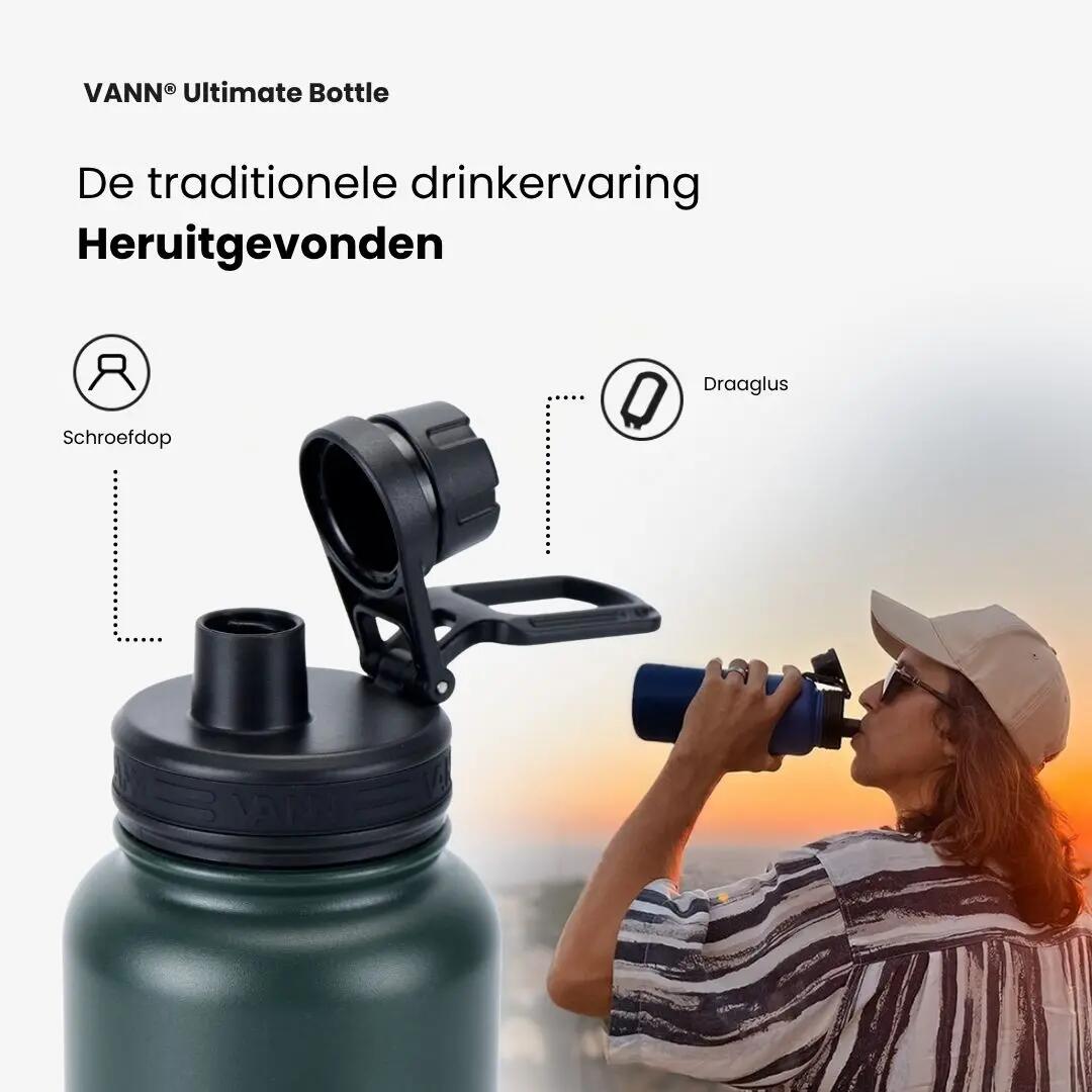 Drinkfles - Ultimate Bottle 1 L - 3-wandig RVS met rietje - Roze 4/12