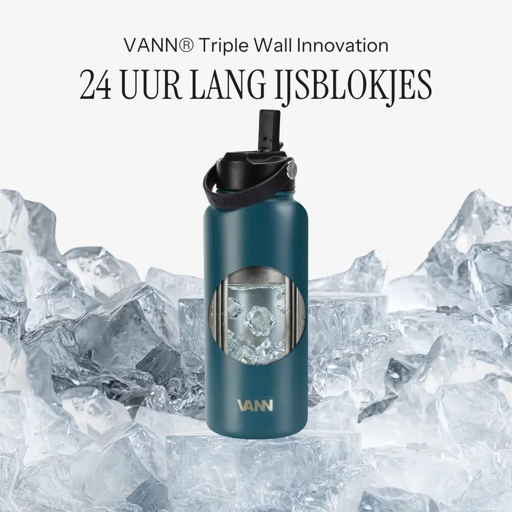 Drinkfles - Ultimate Bottle 1 L - 3-wandig RVS met rietje - Nordic Sea 2/12