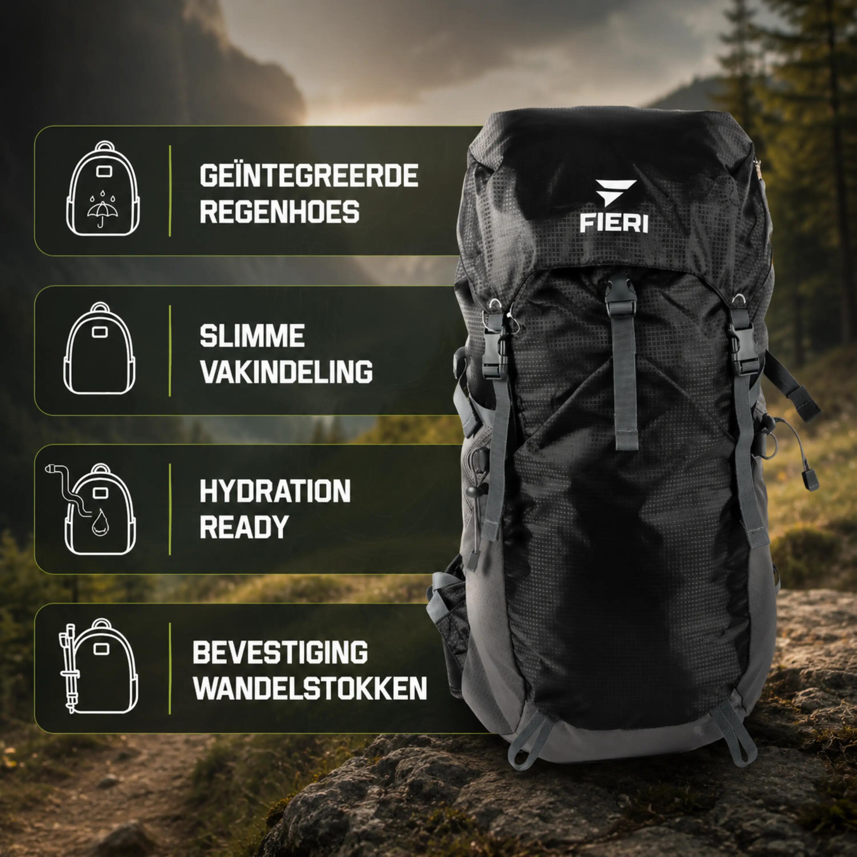 Fieri HKE Globe 35 hiking rugzak 35L waterafstotend 5/7