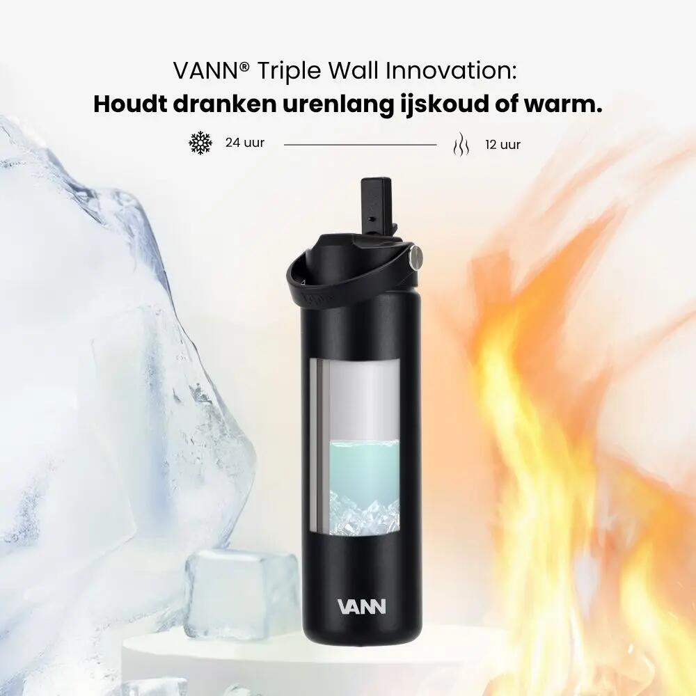 Drinkfles - Ultimate Bottle 650 ML - 3-wandig RVS met rietje - Bay Blue 9/12