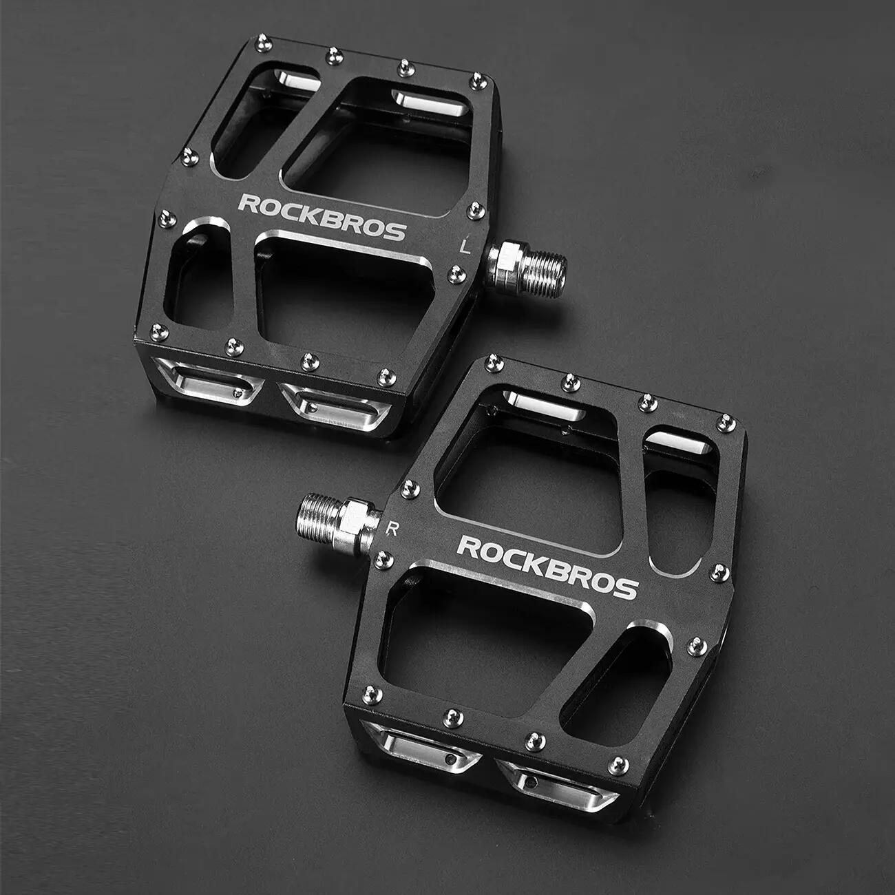 Pedały rowerowe rockbros k399-bk platformowe szerokie - czarne 6/6