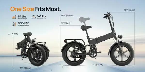 URLIFE T5 összecsukható elektromos kerékpár, nagy nyomatékú motorral 9/13