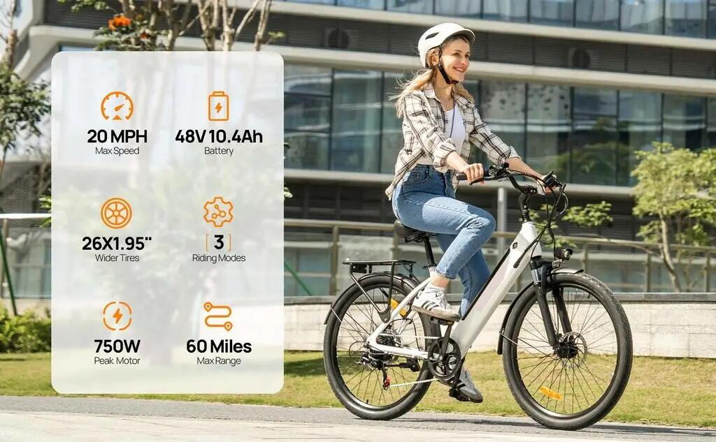 URLIFE E26-48V városi elektromos kerékpár, 750 W csúcsteljesítményű motorral 9/14