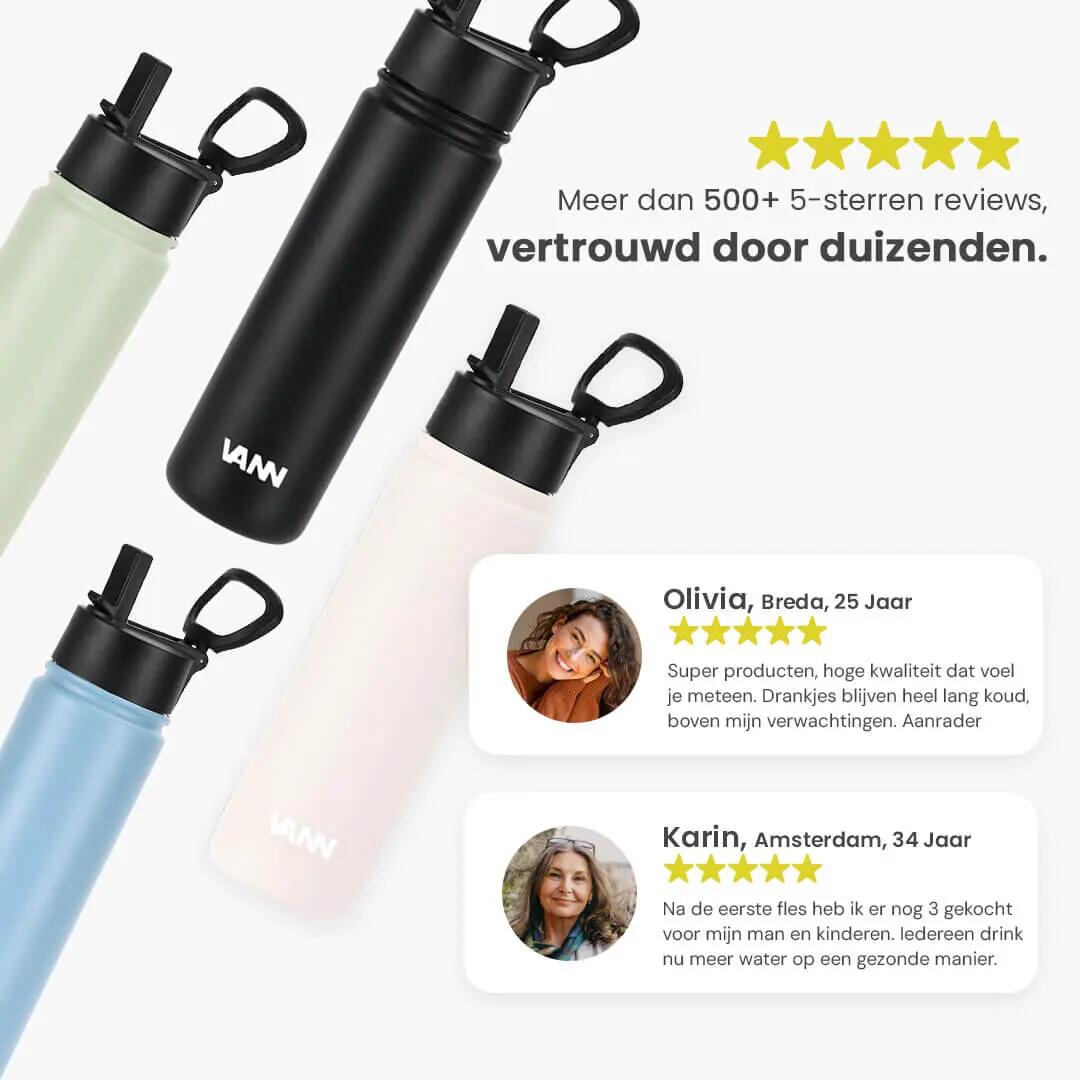 Drinkfles - Ultimate Bottle 650 ML - 3-wandig RVS met rietje - Coral 7/12