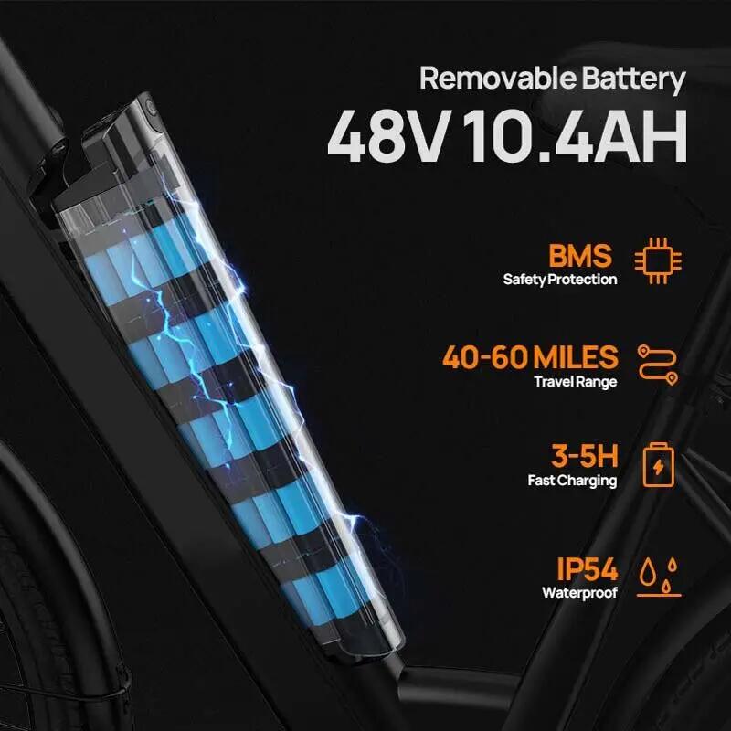 URLIFE E26-48V városi elektromos kerékpár, 750 W csúcsteljesítményű motorral 7/14